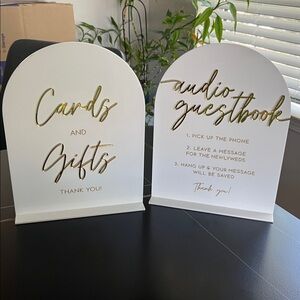 White and Gold Wedding Sign Set